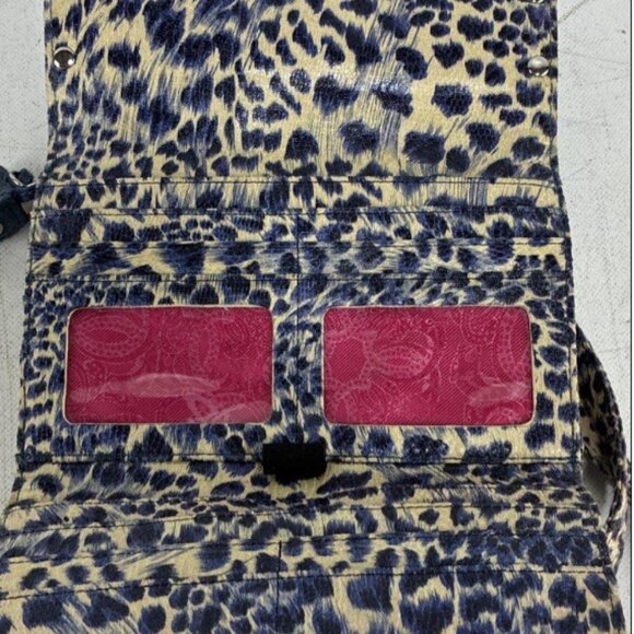 Sharif Blue Animal Print Cross Body Bag 9 x 6 x 4 Calfskin - Picture 4 of 12